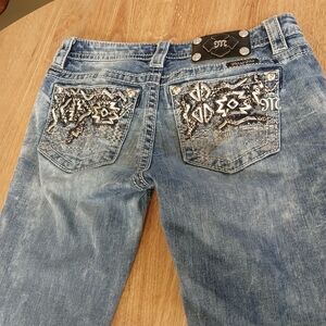 Miss Me Light Blue Boot Cut Jeans with Embellished Pockets